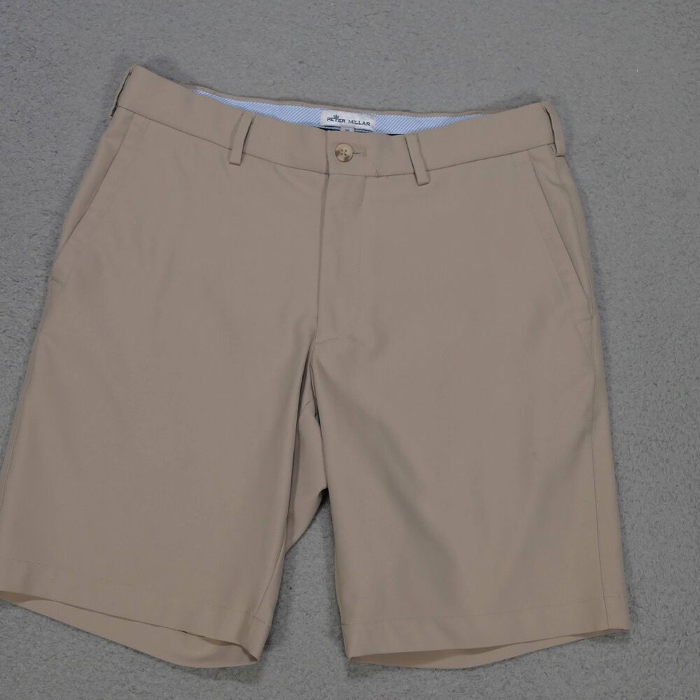 Peter Millar Salem Performance Shorts Mens Size 33 Beige Golf Stretch